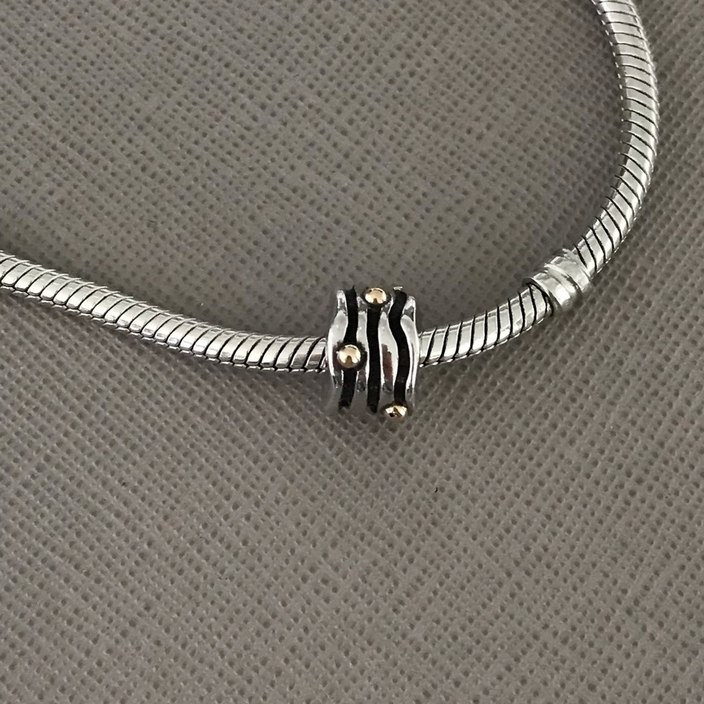 Pandora retired Wavy with 14k gold balls charm